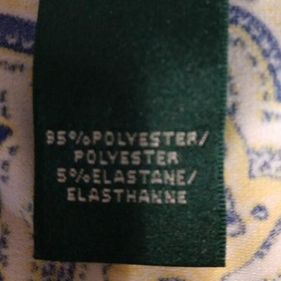 Ralph Lauren Wrap Dress, Size 6, Yellow and Blue Paisley, Plunging Neckline - Picture 6 of 10